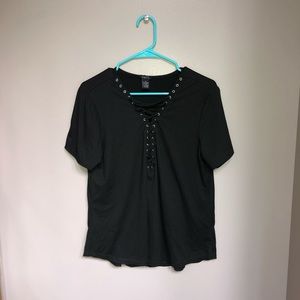 Black tie up blouse